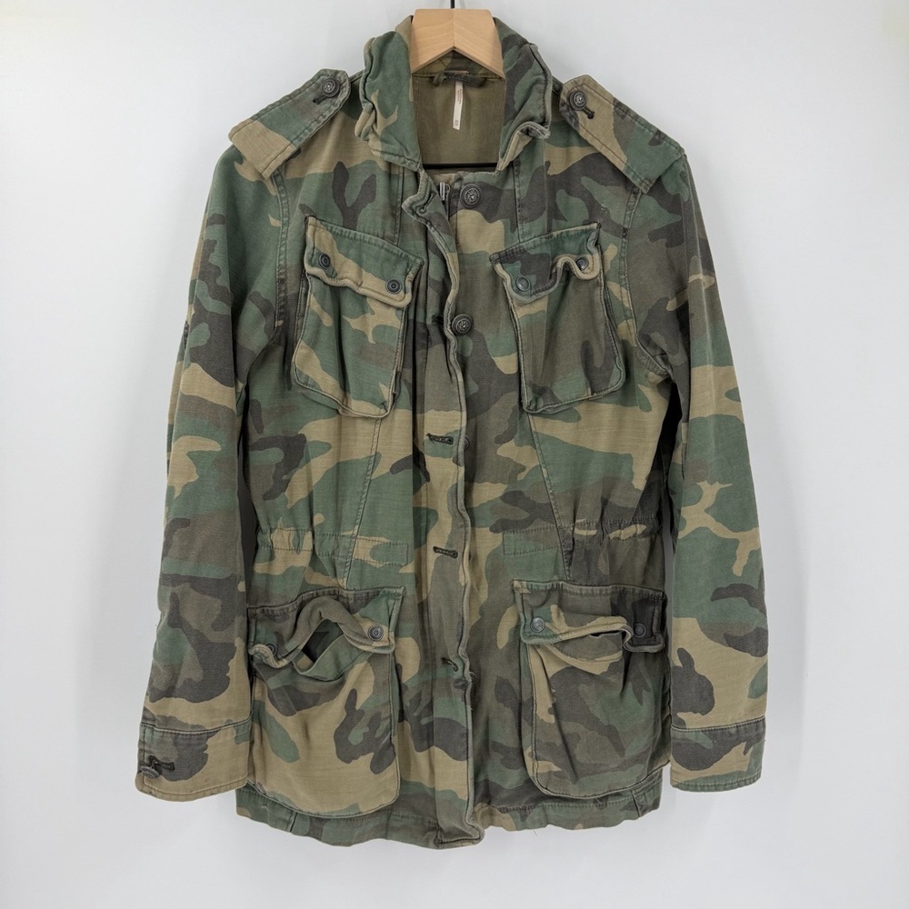 Free People Not Your Brothers Surplus Camo Jacket XS Boho Utility Military Coat